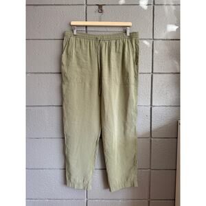 Zara Tie Waist Straight Leg Khaki Green Trousers size XL